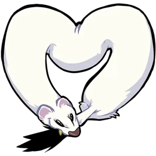 ❤️ Hermelin, Stinkwiesel, Wiesel, Herz, Tier, niedlich, weiß telegram sticker