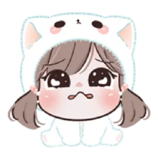 😢 Anime, Ragazza, Carina, Kawaii, Gatto, Lacrime, Triste, Cartone animato whatsapp sticker