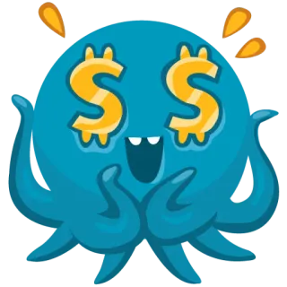 💰 돈, 달러 기호, 파란 괴물, 이모티콘, 탐욕, 금융 telegram sticker