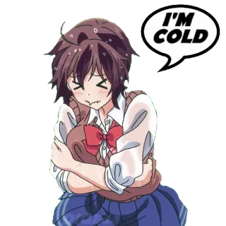 🥶 I'M COLD 动漫, 寒冷, 冬天, 悲伤, 女孩, 女学生 telegram sticker