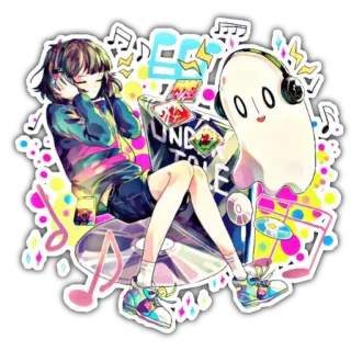 😇 Frisk Undertale jeu vidéo, musique, fantôme, casque audio, cd, undertale telegram sticker