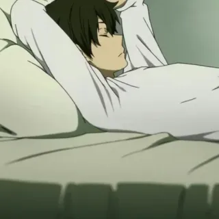 ☁ Anime, Dormir, Personaje, Relajación, Cama, Acostado whatsapp sticker