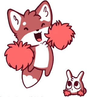 💋 лиса, кролик, чирлидер, милый, животное, помпоны whatsapp sticker
