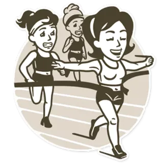 🔵 correr, carrera, deportes, ganador, mujeres telegram sticker