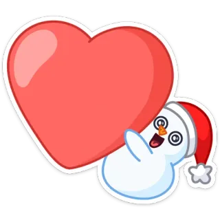 ❤️ muñeco de nieve, corazón, dibujos animados, invierno, amor, lindo whatsapp sticker