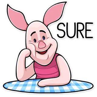 😀 Piglet SURE Пятачок, Винни Пух, Дисней, Мультфильм, Милый, Уверен, Выражение telegram sticker