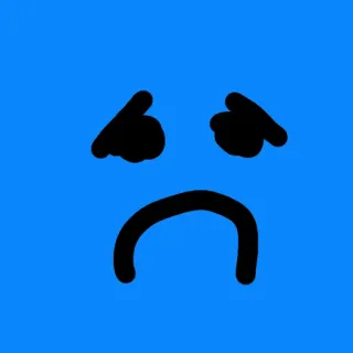 😞 triste, rosto, emoji, azul, simples, desenho animado telegram sticker