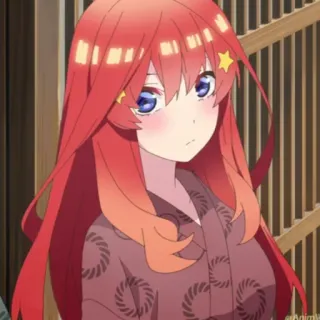 ☕️ Itsuki Nakano The Quintessential Quintuplets anime, garota, cabelo ruivo, estrela, fofa telegram sticker