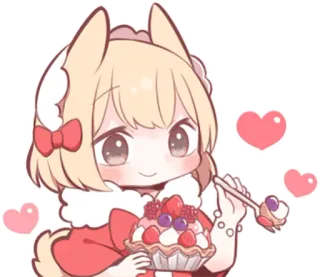 🎂 애니메이션, 만화, 귀여운, 디저트, 음식, 카와이, 소녀, 하트 telegram sticker