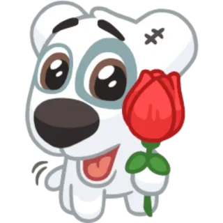 💐 bear, flower, rose, cute, animal telegram sticker