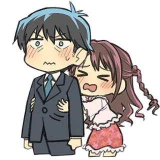 ❤️ Anime, Chibi, Casal, Romance, Desenho animado whatsapp sticker
