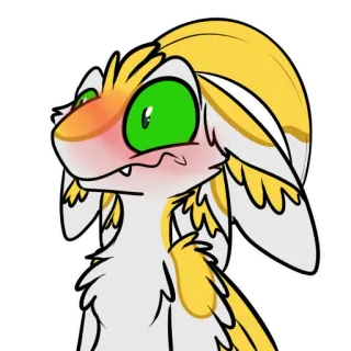 😳 desenho animado, animal, fofo, amarelo, verde, olhos telegram sticker