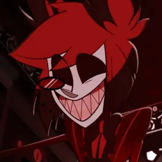 🧨 Alastor Hazbin Hotel demone, sorriso, rosso, cartone animato, animato telegram sticker