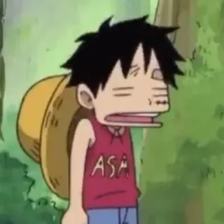 🤌 Luffy One Piece ASA Anime, Monkey D. Luffy, One Piece, Kreskówka, Śmieszne, Meme, Słomkowy Kapelusz whatsapp sticker