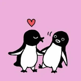 😘 manchots, amour, coeur, mignon, animaux, dessin animé telegram sticker