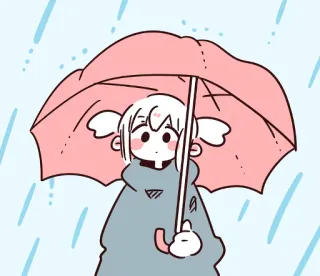 ☔ ragazza, pioggia, ombrello, rosa, carino, anime, kawaii whatsapp sticker