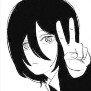 ✌ Nayuta Chainsaw Man anime, manga, girl, black and white, chainsaw man, nayuta, peace sign, waifu telegram sticker