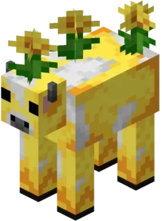 🐄 Minecraft minecraft, cow, yellow, game, flowers, animal, pixelated telegram sticker
