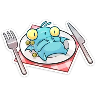 🍽 стикер, мультик, еда, тарелка, нож, вилка, смешной telegram sticker