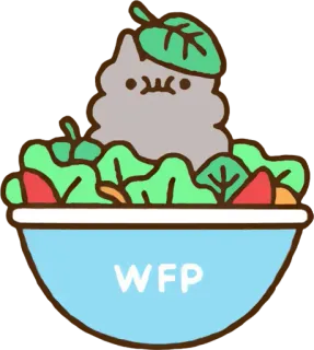 🥗 WFP Katze, Salat, WFP, Essen, süß telegram sticker