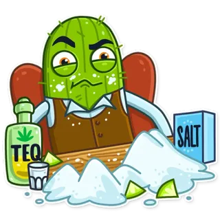 🤨 TEQ alcohol, cactus, tequila, salt, lime telegram sticker