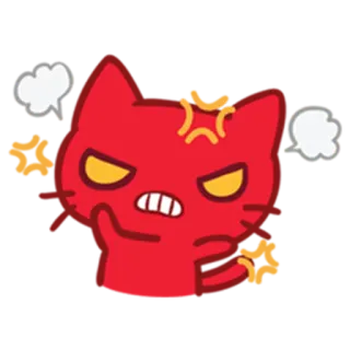 💢 怒り, 猫, 赤, アニメ, 絵文字, 表情, イライラ telegram sticker
