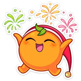 🎊 orange, mignon, kawaii, étincelle, joyeux, fête, dessin animé telegram sticker