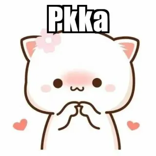 ⚜ Pkka chat, mignon, kawaii, autocollant, pêche, fleur, rougir whatsapp sticker