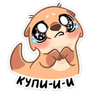 🥺 Купи-и-и นาก, เศร้า, น่ารัก, สัตว์, อ้อนวอน, น้ำตา whatsapp sticker