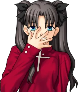🤭 Rin Tohsaka Fate/stay night Anime, Chica, Sonrojada, Tímida, Tohsaka Rin, Fate series whatsapp sticker