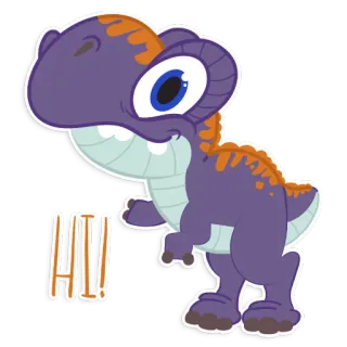 👋 HI!! khủng long, hoạt hình, lời chào, thân thiện, dễ thương, động vật, hình minh họa telegram sticker