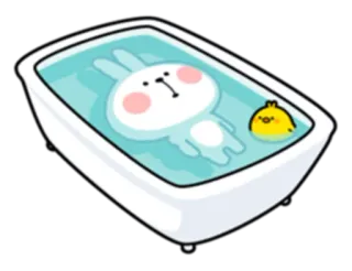 🛁 lapin, lapin, bain, baignoire, détente, mignon, dessin animé, animal telegram sticker