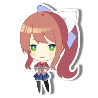 🙂 Monika Doki Doki Literature Club! 莫妮卡, 心跳文学俱乐部, 动漫, 漫画, 可爱, Q版, 游戏 whatsapp sticker