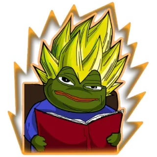 😁 Pepe the Frog frog, meme, pepe, reading, anime telegram sticker