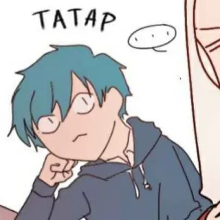 🦕 TATAP Anime, Junge, Frage, Ausdruck, Cartoon whatsapp sticker