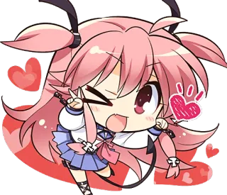 😉 anime, hoạt hình, nhãn dán, trái tim, dễ thương telegram sticker