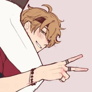 🐕 アニメ, 漫画, ハグ, ピースサイン, かわいい, イラスト telegram sticker