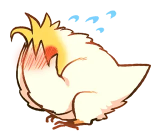 😳 poussin, oiseau, gêné, mignon, dessin animé, autocollant whatsapp sticker
