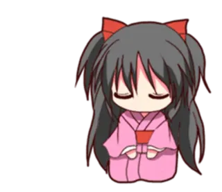 😞 Anime, Manga, Süß, Kawaii, Chibi, Mädchen, Kimono telegram sticker