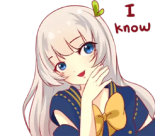 😏 I know anime, cewek, tahu, sombong telegram sticker