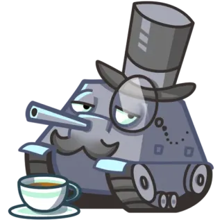🎩 Panzer, Cartoon, Monokel, Hut, Tee whatsapp sticker