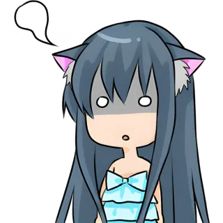 😳 Anime, Kocia dziewczyna, Kreskówka, zszokowany, Chibi telegram sticker