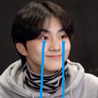 🙃 triste, llorando, kpop, k-pop, asiático, masculino telegram sticker