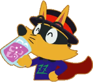 🍺 fox, cartoon, mask, drink, superhero whatsapp sticker