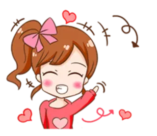 ✌️ Desenho animado, Garota, Corações, Fofo, Feliz, Kawaii whatsapp sticker