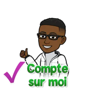 👍 Compte sur moi Bitmoji, 信頼, 頼って, フランス語, 漫画 telegram sticker