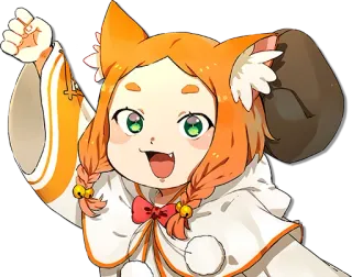 😄 Anime, Ragazza gatto, Capelli arancioni, Ragazza anime telegram sticker