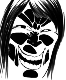 👩‍🦰 face, black and white, portrait, drawing, smile whatsapp sticker