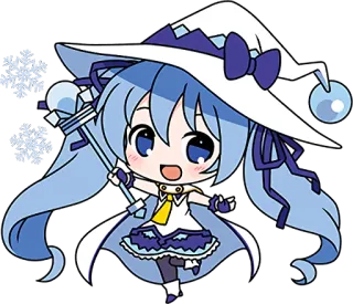 🙂 Hatsune Miku Anime, Chibi, Fofo, Vocaloid, Neve, Inverno, Desenho animado telegram sticker