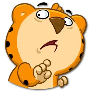 😦 dessin animé, autocollant, orange, animal, tigre, confus telegram sticker
